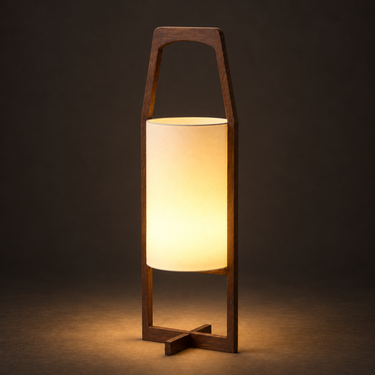 Bivium illuminated against a warm charcoal gallery background