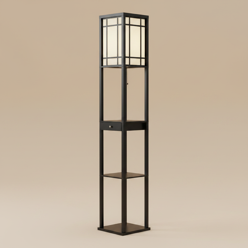 Black Shelf Lamp Beige Background v2