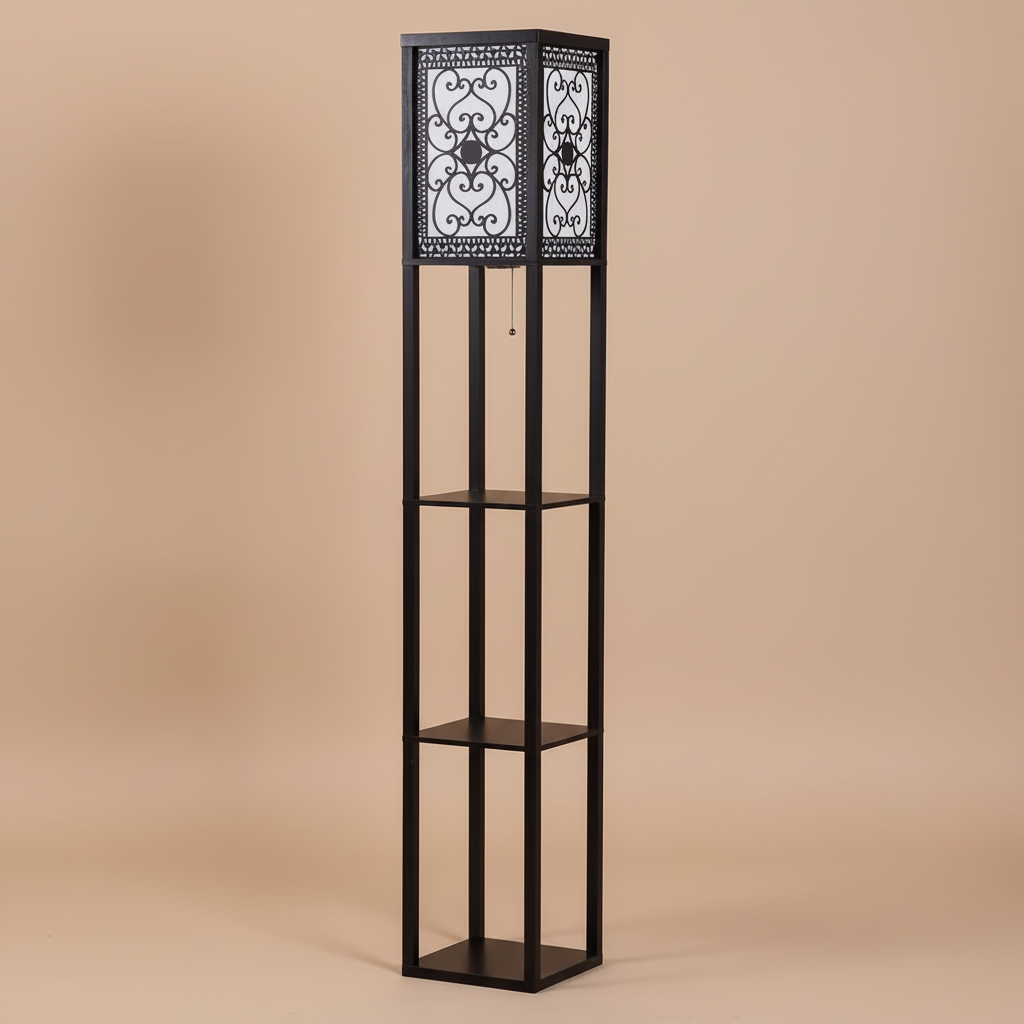 Ornate Shelf Lamp Beige Background